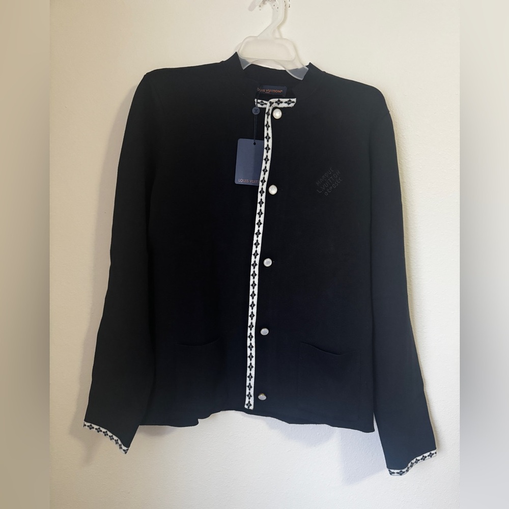 Louis Vuitton black button up sweater